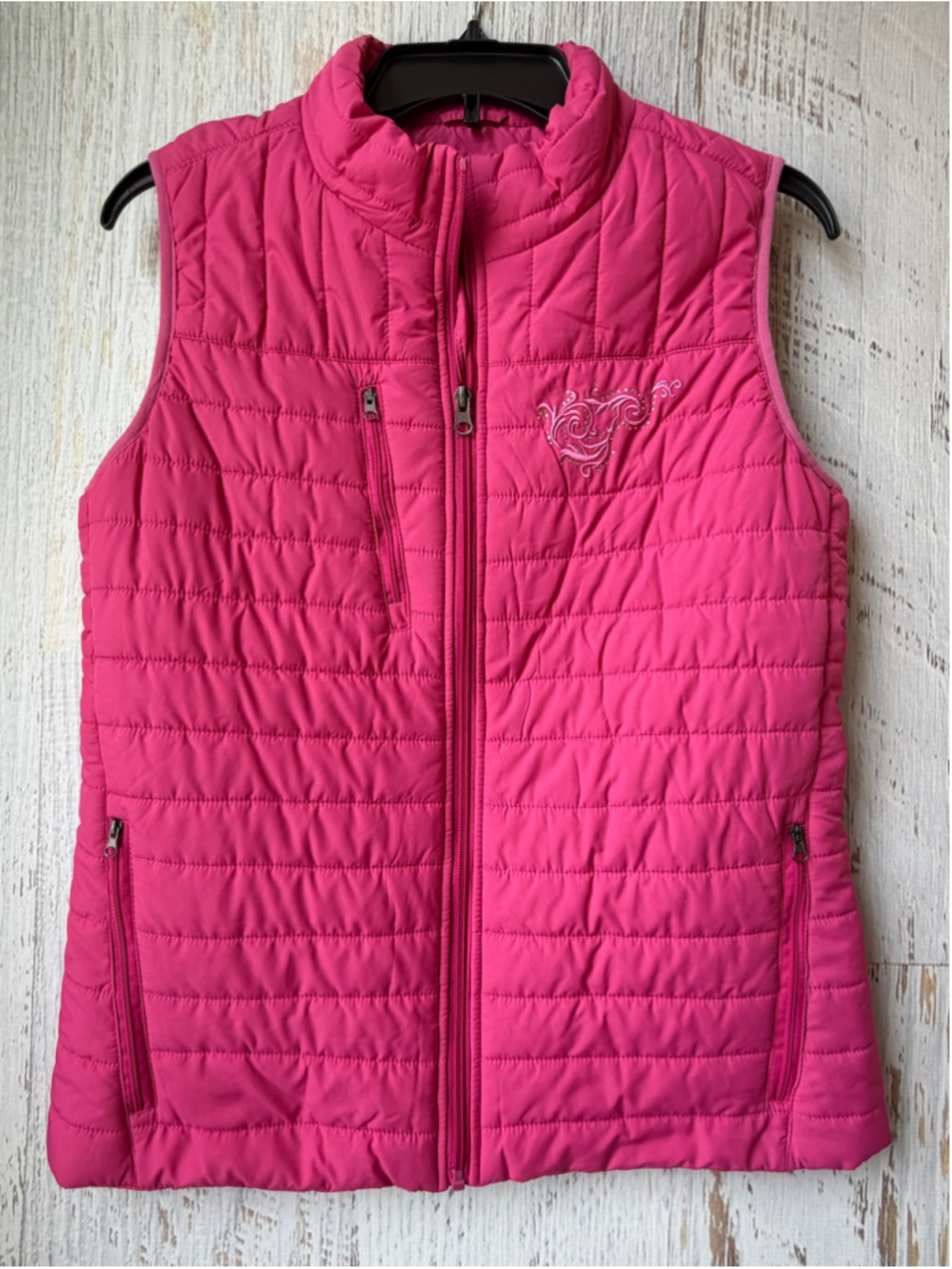 Women's Cowgirl Legend Quilted Vest Size M Pink and Black
